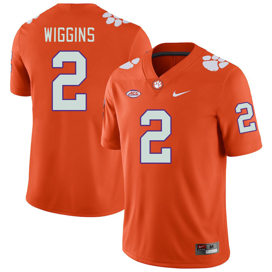 Men #2 Nate Wiggins Clemson Tigers College Football Jerseys Stitched-Orange
